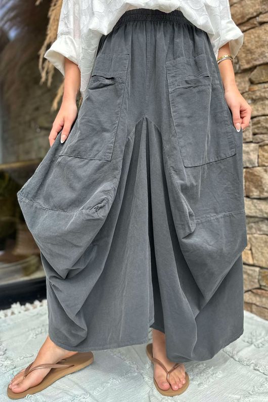 Made in Italy Dalston Needlecord Parachute Skirt Graphite /8 =